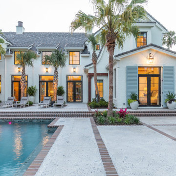 Patio Lighting with Gas Lanterns & Electric lights