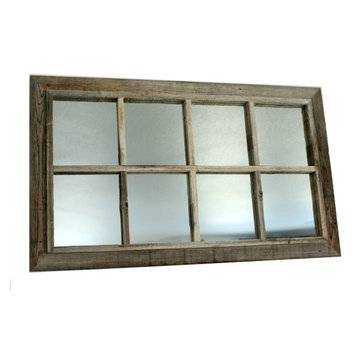 Rustic Mirror, Window Pane Barnwood Mirror, 8 Panes, 30"x50"