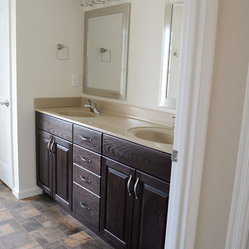 Red oak bathroom with espresso stain