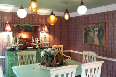 Photo of a medium sized traditional enclosed dining room in Nashville with red walls and no fireplace.