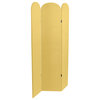 Classic Room Divider, Arched Design With 3 Faux Leather Covered Panels, Yellow