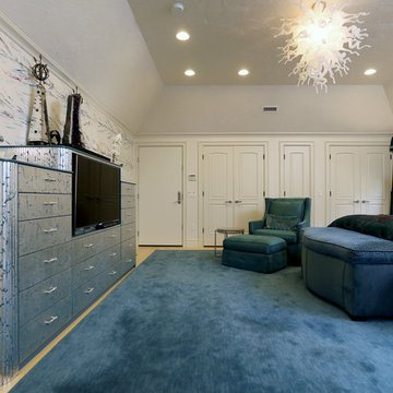 Chic Master Bathroom with Custom Upholstery