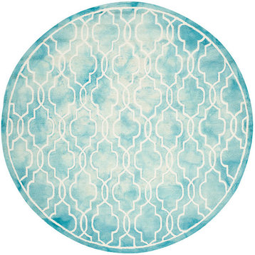 Safavieh Dip Dye Ddy539D Turquoise, Ivory Area Rug, 7'x7'