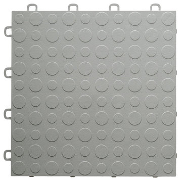 12"x12" Interlocking Garage Flooring Tiles, Coin Top, Set of 30, Gray