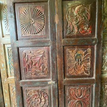 Rustic Carved Barn Doors