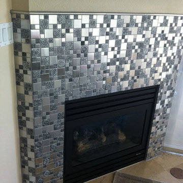 Eden Mosaic Tile Installations: Roman Pattern Stainless Steel And Pewter Tile