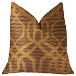 Plutus Brands - Portia  Gold and Brown Luxury Throw Pillow, 18"x18" - Make a bold visual statement in any space with this plutus portia  gold and brown luxury throw pillow. The fabric of this luxury pillow is a blend of Post Industrial Polyester.