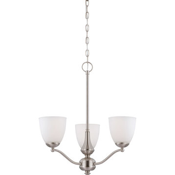 Nuvo Patton 3-Light Brushed Nickel and Frosted Glass Chandelier