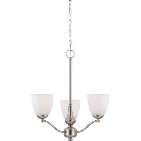 Nuvo Patton 3-Light Brushed Nickel and Frosted Glass Chandelier