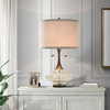 Weimer Grand Scale Plated Glass & Metal Base Table Lamp with Twin Pull Chains