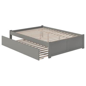AFI Concord Queen Platform Solid Wood Panel Bed with Trundle in Gray