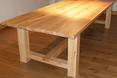 custom-made solid, reclaimed elm dining table / transitional style