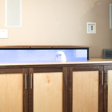TV Lift Cabinet in solid Maple Infused with Solid Walnut (The Naramada)