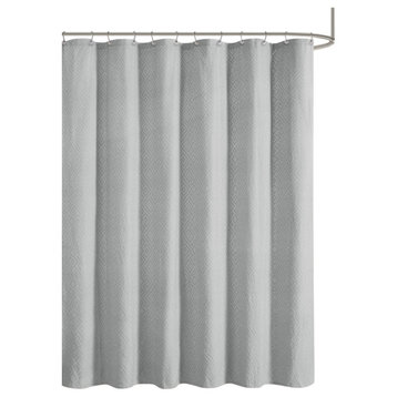 Croscill Calistoga Textured Cotton Matelasse Shower Curtain, Gray