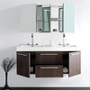 Opulento 54" Gray Oak Modern Double Sink Bathroom Vanity, Medicine Cabinet