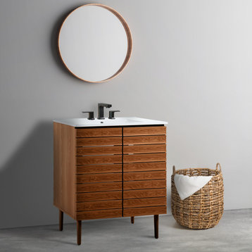 30" Modern Farmhouse 2-Shelf Bath Vanity Cabinet Only (Sink Basin not Included)