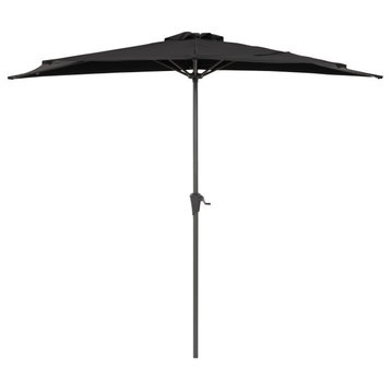CorLiving 8.5Ft Black UV Resistant Half Umbrella with Coated Steel Frame