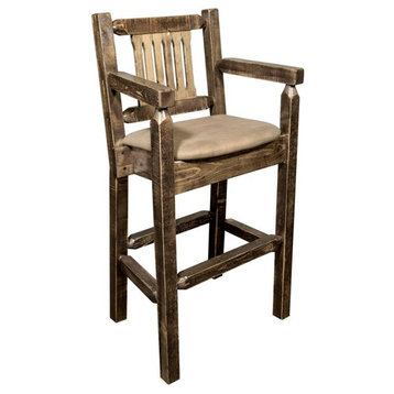 Montana Woodworks Homestead 24" Counter Height Wood Captain's Barstool in Brown