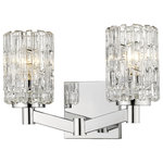 Z-Lite - Z-Lite 1931-2V-CH Aubrey 2 Light Vanity in Chrome - A contemporary haven is bejeweled with glam as this exquisite two-light vanity light becomes a focal point in a high-class bath space. Crystal-like glass shades add an air of exclusivity to a fixture with a sleek Chrome finish metal mount and arms, and an air of high-class, upscale elegance.