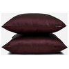 Wine Satin 14"x24" Lumbar Pillow Cover Set of 2 Solid - Wine Slub Satin
