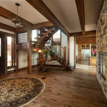 Mountain Style Timber Frame Luxury Home Entry - Cedar Creek Reservoir Area, Texa