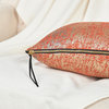 Jacquard Chenille Big Zipper Pillow Cover Set, Orange, 2 Piece, 20"x20"