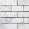 Carrara Marble 2x4 Subway Brick Mosaic Tile Honed Venato Carrera, 1 sheet