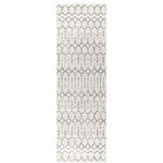 JONATHAN Y - Moroccan HYPE Boho Vintage Diamond Runner Rug, Cream/Gray, 2 X 8 - In shades of ivory and gray, this Moroccan trellis is Inspired by timeless vintage designs and crafted with the softest polypropylene available. Originating with the Berber tribes of North Africa, this beautiful linear pattern is made modern in a deep cream yarn power loomed for durability. The simple geometric stripes, triangle and diamond motifs will give a fresh look to any room.
