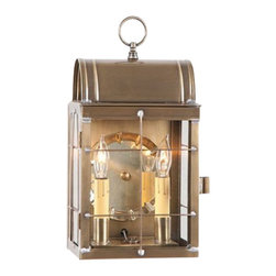 Saving Shepherd - Handcrafted Outdoor Colonia 2-Light Sconce, Weathered Brass - Outdoor Wall Lights And Sconces