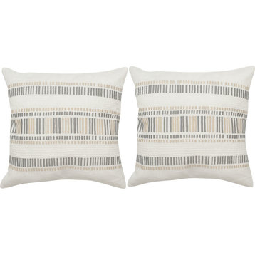 Linea Pillows, Set of 2, Cream Granite, Down Feather Filler, 20"x20"