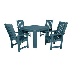 Highwood USA - Lehigh 5-Piece Square Dining Set, Nantucket Blue - Outdoor Dining Sets