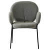 Celestial Boucle Dining Chairs Modern Upholstered with Iron Legs, Green