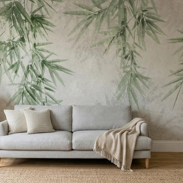 Papel pintado ramas de bambú para Salón | Diseño Rossana