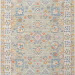 Momeni - Momeni Anatolia Light Blue Traditional Rugs ANA-8 - The pastel color palette of the Anatolia Collection presents the softer side of tribal style. Subdued shades of pink, baby blue and brown fill the field and ornamental rug borders with classical medallions and vine and dot motifs. Crafted in an innovative combination of natural wool and nylon threads, modern machining mimics ancestral weaving techniques to create a series of chic floor coverings that are superior in beauty and performance.