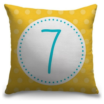 "Number Seven - Dot Circle" Outdoor Pillow 16"x16"