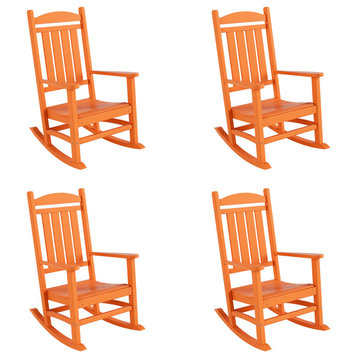 WestinTrends 4PC Set Adirondack Outdoor Patio Porch Rocking Chairs, Orange