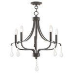 Livex Lighting - Laurel 5-Light Chandelier, English Bronze - Faceted clear crystals drop beautifully from the transitional, scrolling form of this five light chandelier. The design is beautiful and appealing, with a English bronze finish. This chandelier is perfect for any room in your house.