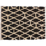Bareens Designer Rugs - Modern Moroccan Stanford Dark Brown/Ivory Wool Rug - 3'11'' x 5'10'' - Hand knotted from finest quality wool, this stunning fashionable handmade Moroccan rug also known as a shag rug is crafted by skilled artisans with trendy and elegant design and sophisticated modern pattern creating a compelling focal point in any living area. The Moroccan rug featuring a stunning global inspired design that endure at the forefront of contemporary trend. The meticulously plush pile constructed in great quality wool, features luxurious texture and appearance adding softness, warmth and comfort to any room.
