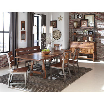 Lexicon Holverson Wood Dining Room Table in Rustic Brown and Gunmetal