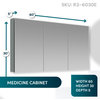Medicine Cabinet With Electrical Outlets, Magnifying Mirror, 60"x30" Triple Door
