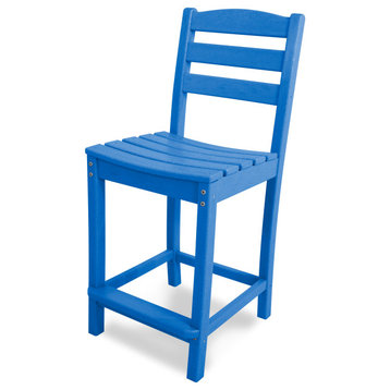 POLYWOOD La Casa Cafe Counter Side Chair, Pacific Blue