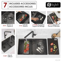 STYLISH 32 in Workstation Double Bowl Undermount Kitchen Sink with Accessories, Graphite