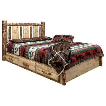 Montana Woodworks Glacier Country Unique Storage Cal King Platform Bed in Brown