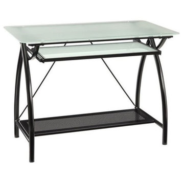 Scranton & Co Contemporary Glass/Steel Computer Desk in Black/Clear