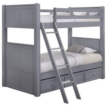 Moreno Grey Twin over Twin Bunk Beds With Twin Storage Trundle