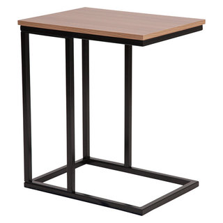 Aurora Rustic Wood Grain Finish Side Table With Black Metal Cantilever Base  - Industrial - Side Tables And End Tables - by Homesquare | Houzz