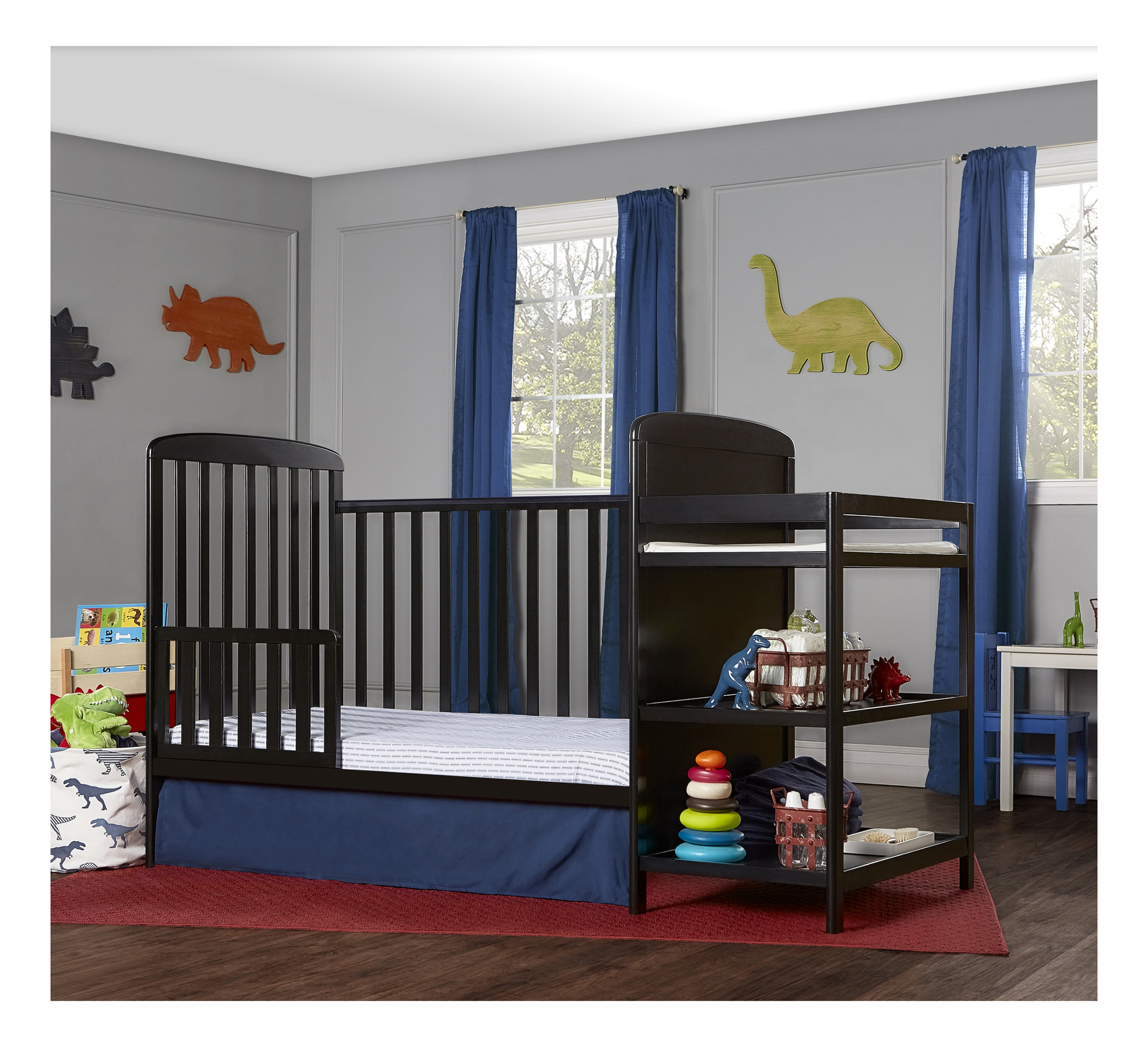 Dream On Me, Anna 4 in 1 Crib and Changing Table Combo, Black