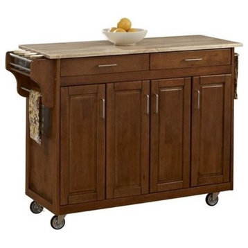 Hawthorne Collections 49" 2-Drawer and 3-Shelf Wood Kitchen Cart in Oak