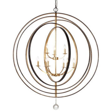 Luna 9-Light 59" Industrial Chandelier in English Bronze And Antique Gold