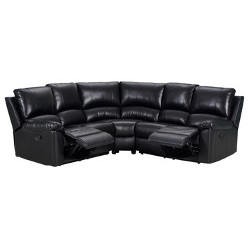 Andrew Leather Air Powered Reclining Contemporary Sectional, Black